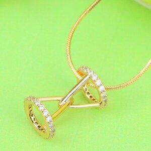 Rose Gold Hourglass Pendant Necklace With Sparkling CZ Stones, XPPT1195